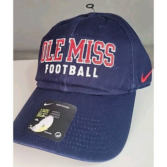 Ole Miss Football Nike Hat NEW Blue strapback cap - Picture 2 of 8